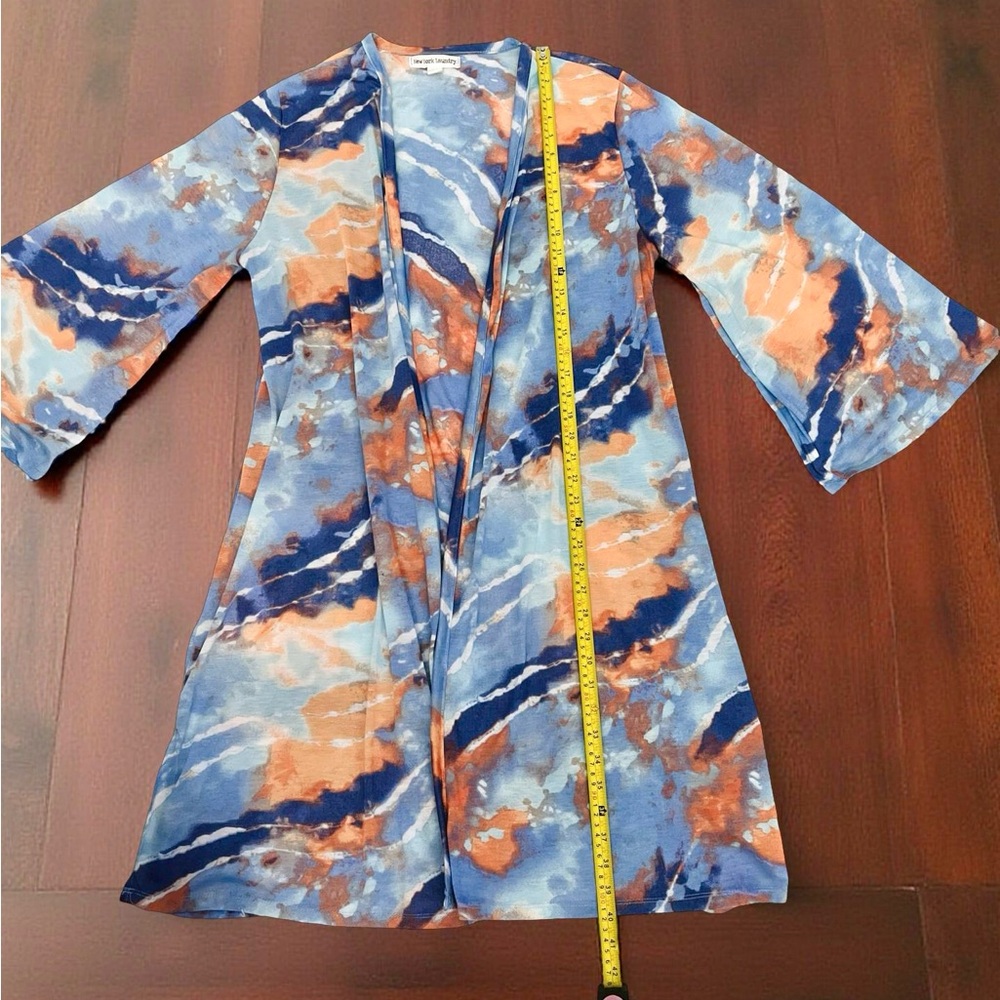 New York Laundry Tie-Dye Open-Front Duster Cardigan - Picture 4 of 12